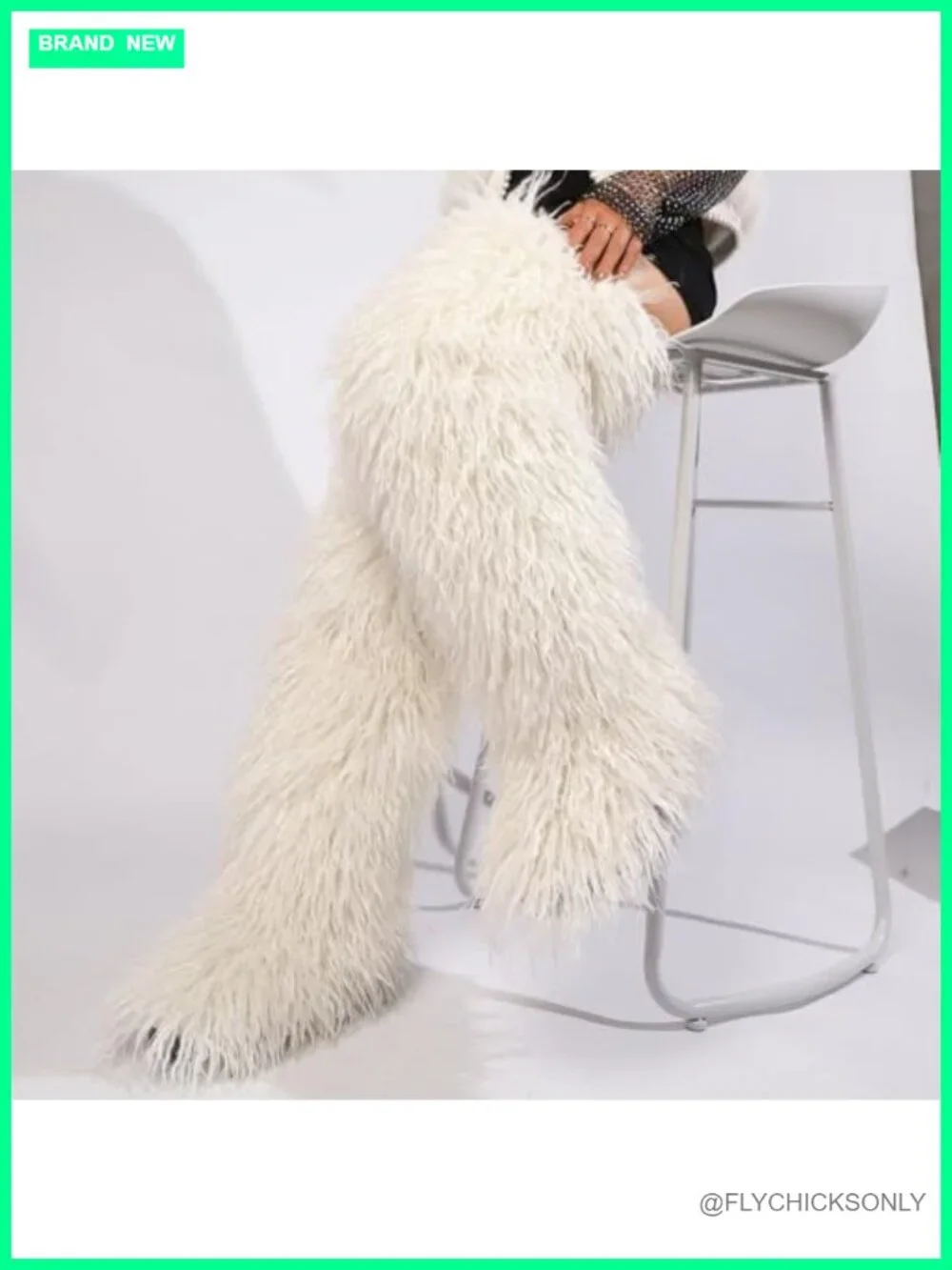 Over the Knee Faux Fur Boots Thigh High Fluffy Tall Winter Shoes for Women
